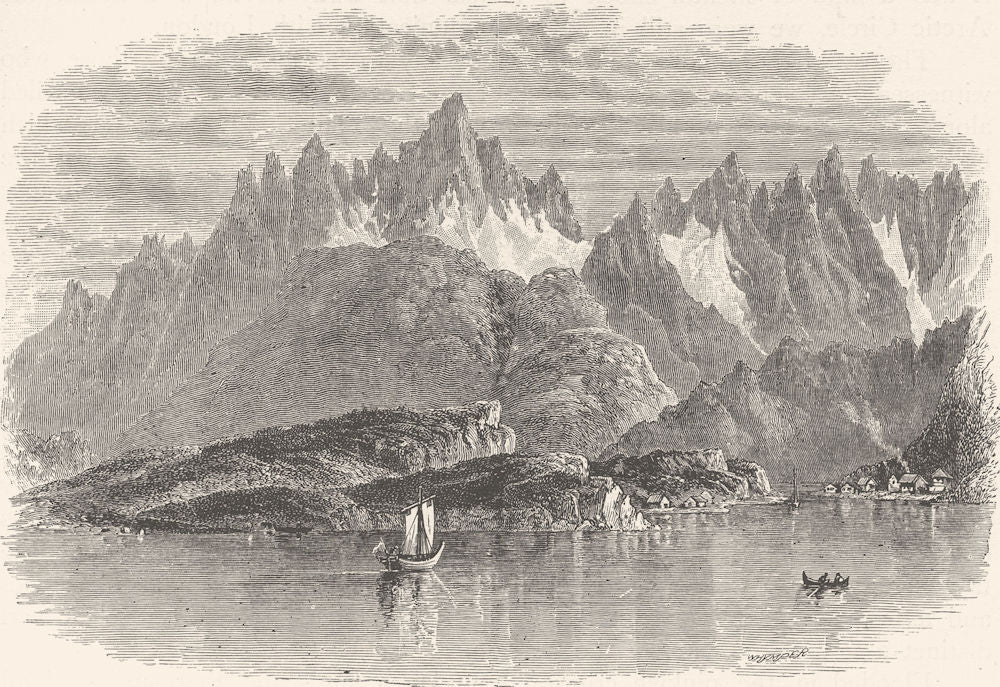 NORWAY. The Raft Sund 1890 old antique vintage print picture